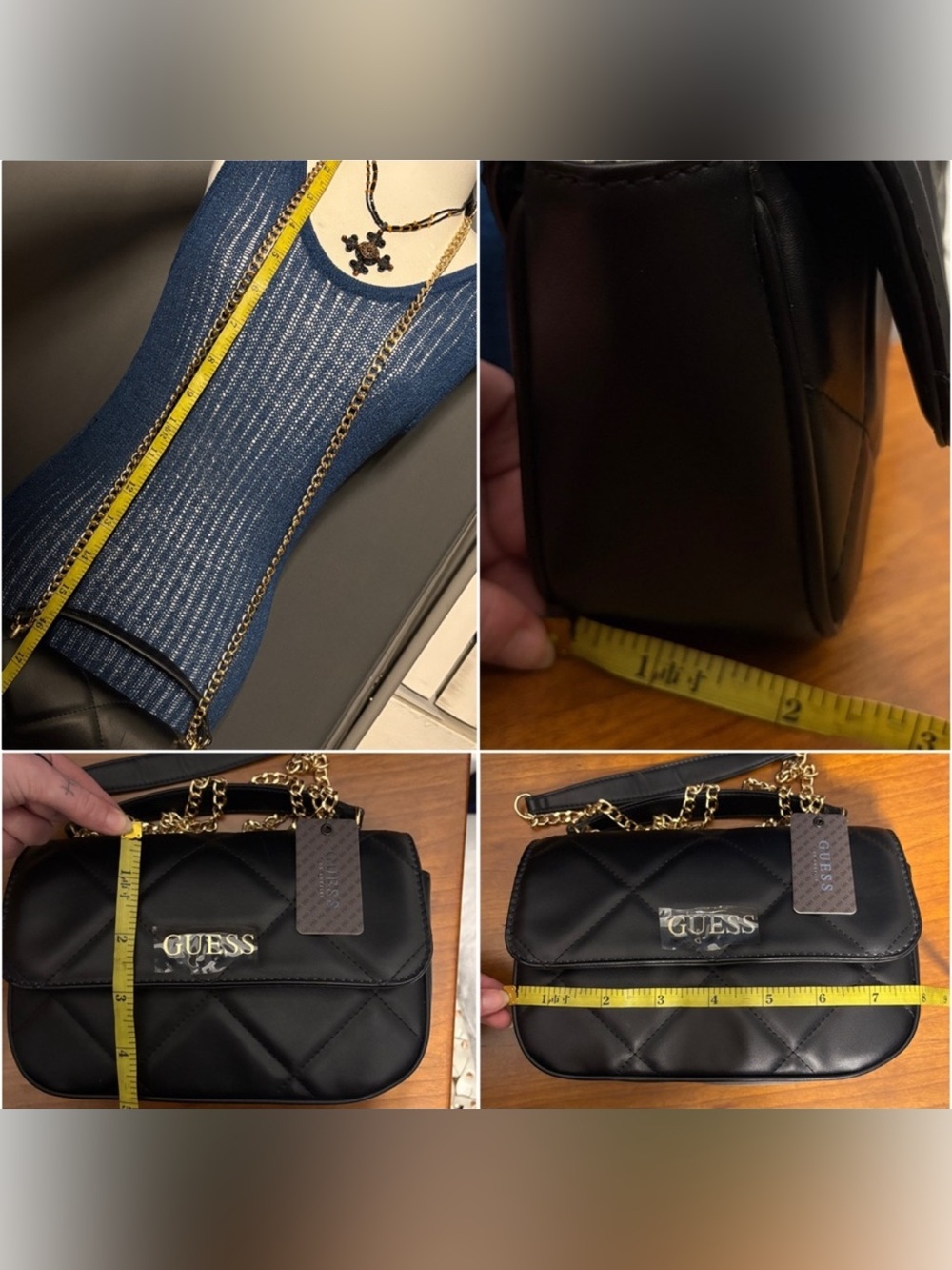 Guess NWT Black Quilted Crossbody Bag - Picture 9 of 12